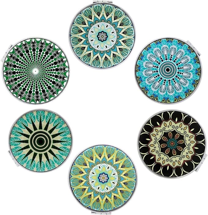 Compacte Reisspiegels - Make-up Spiegeltjes - Snel Bijwerken - Dubbelzijdig 1x 2x - Set van 6 - Divers Ontwerp