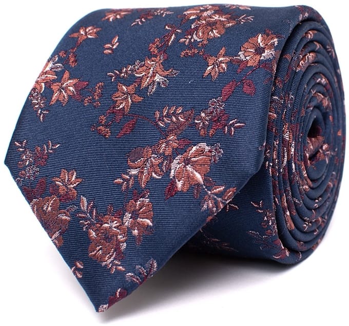 DAMON Silk tie with flowers Pink (TRTIIE351 - 700)