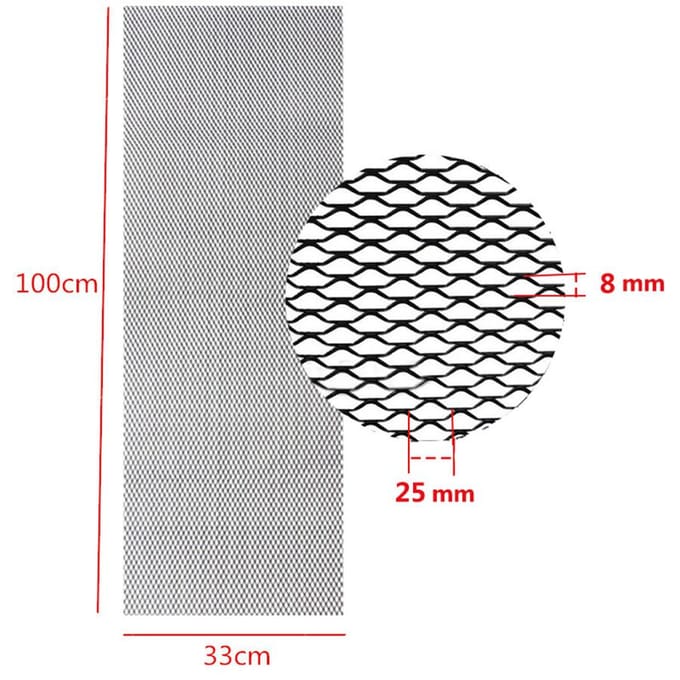 Aluminium Mesh Grill Cover Auto Bumper Spatbord Kap Ventilatierooster Net Universeel Zwart black