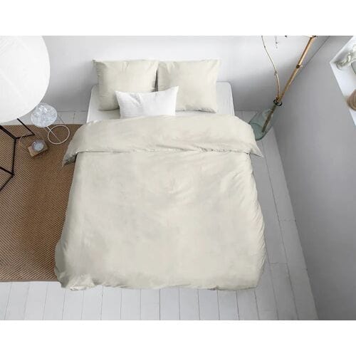 Primaviera Deluxe Uni Satijn - Dekbedovertrek - Eenpersoons - 140x200/220 + 1 kussensloop 60x70 - Creme