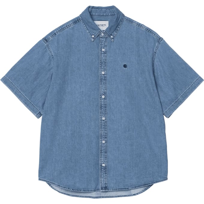 Jeansoverhemd met labelstitching, model 'LUCAS'
