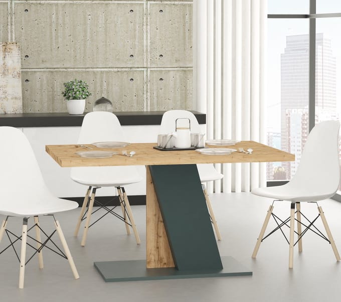 Promeubels - Eetkamertafel Bolivar - Antraciet - Eiken - 138cm - Eettafel