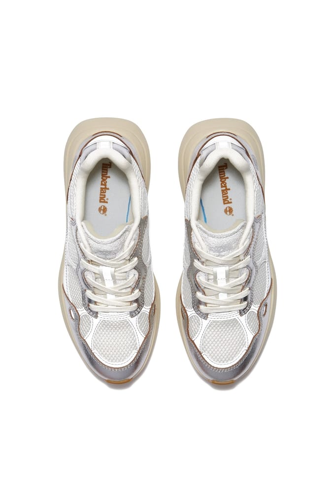 Timberland Hazel Lane Low Lace Up Sneaker Natural Mesh Silver Größe: 38 | Trainers Outlet | Damen | Grau