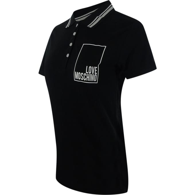 Love Moschino Small Box Logo Zwarte Poloshirt