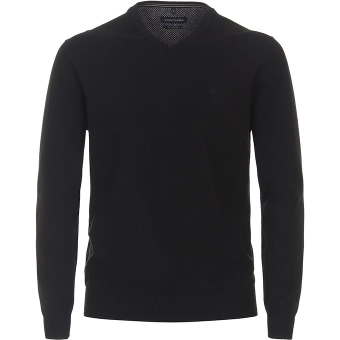 CASA MODA heren trui katoen - V-hals - zwart