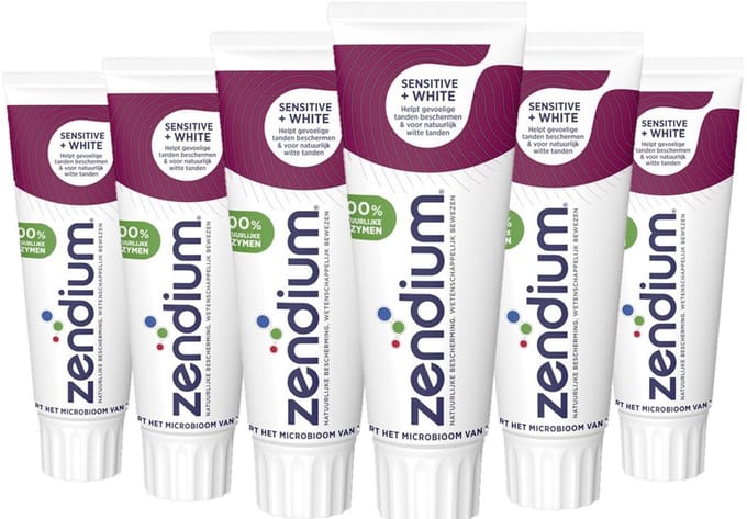 Zendium Tandpasta - Sensitive+White - Sensitive Whitener - Voordeelverpakking 6 x 75 ml
