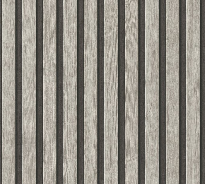 LATTENWAND BEHANG | industrieel - Grijs Zwart - A.S. Création Elements 2