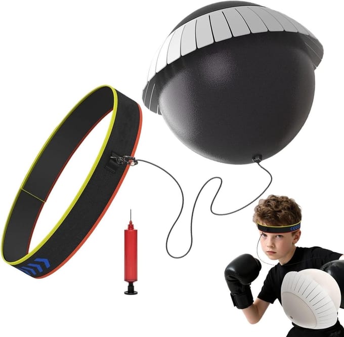 Boksreflexbal - Trainingsbal Hoofdband - Hand-oog Coördinatie - Verstelbare Pasvorm - 13B centimeter - Zwart