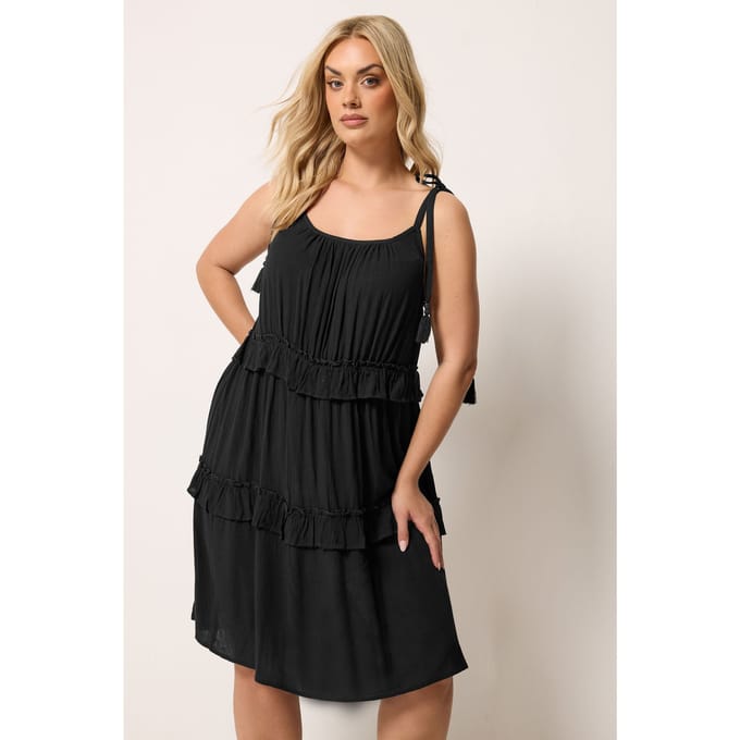 Yours Zwarte Jurk Met Ruches Size 66-68