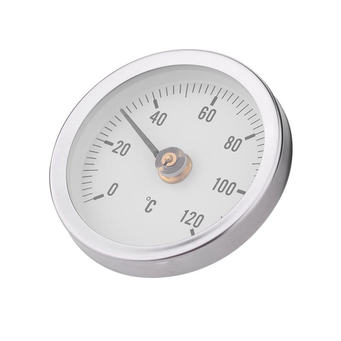 63mm Waterproof Dustproof IP55 0-120 degrees  Bimetal Temperature Spring Thermometer Pipe Surface white