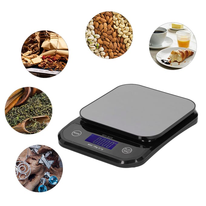 WHB28 10Kg1g Elektronische Weegschaal Multifunctioneel LCD Digitaal Roestvrij Staal Weegschaal gray