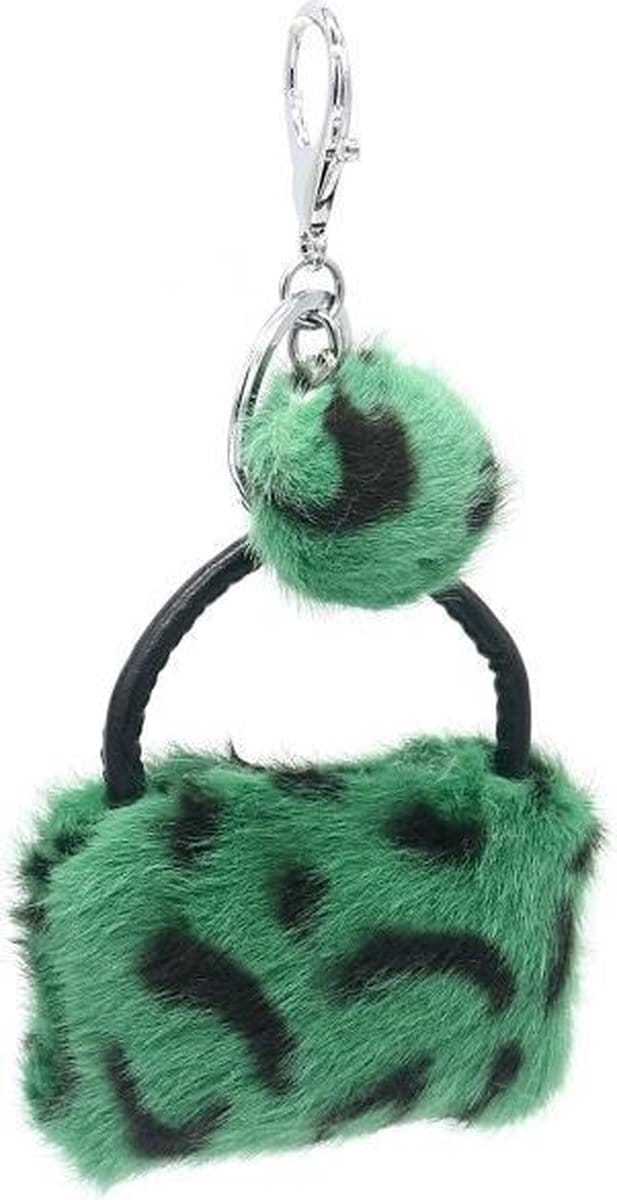 Sleutelhanger Fluffy Handtas - 9x7x3 cm - Groen