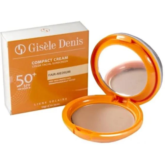 Gisele Denis Compact Gezichtszonnebrandcrème Spf50 + Lichte-Medium Kleur 10g orange