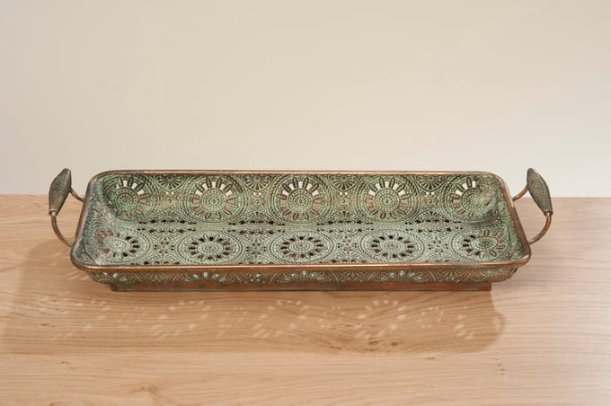 Dienblad - Koper - Groen - Rechthoek - 56cm - Metaal
