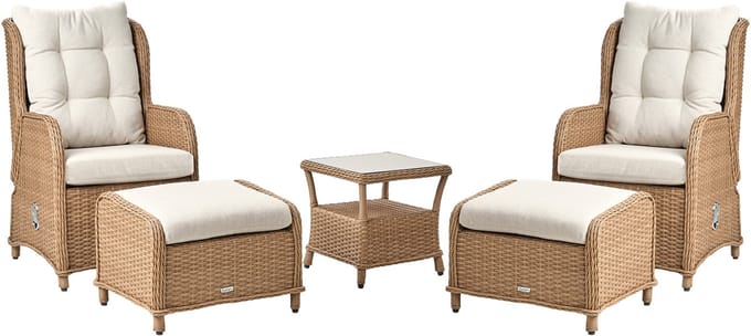 PONZA - Loungeset voor 2 - Bruin - PE rotan