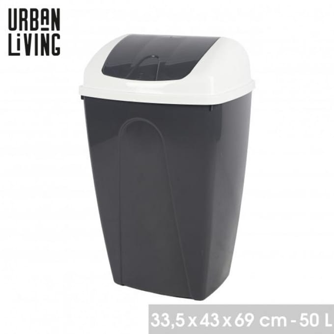 "PASHA" Flip prullenbak 50L – tweekleurig wit en Moonrock