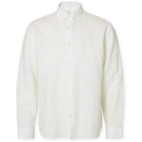 Overhemd Lange Mouw Selected Noos SlimClay Linen Shirt - Bright White