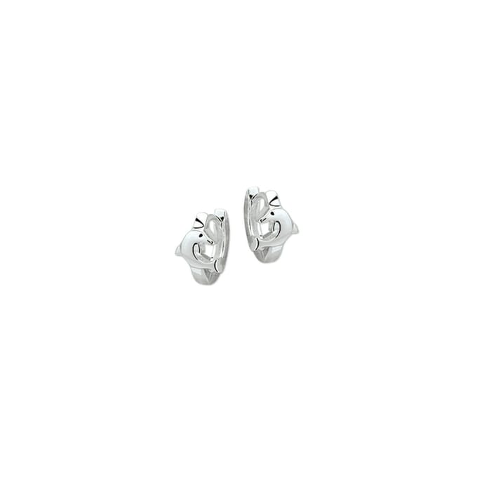 Zilver Gerhodineerde Klapoorringen dolfijn 1321831