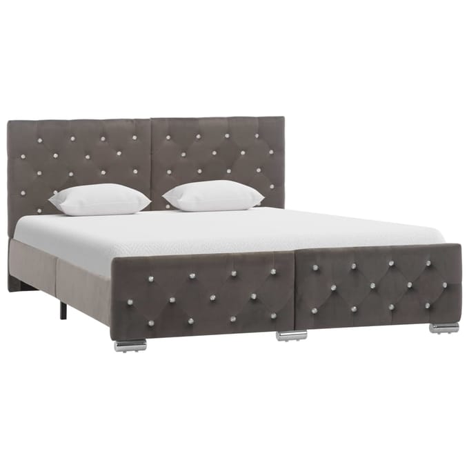 vidaXL - Bedframe - fluweel - grijs - 140x200 - cm