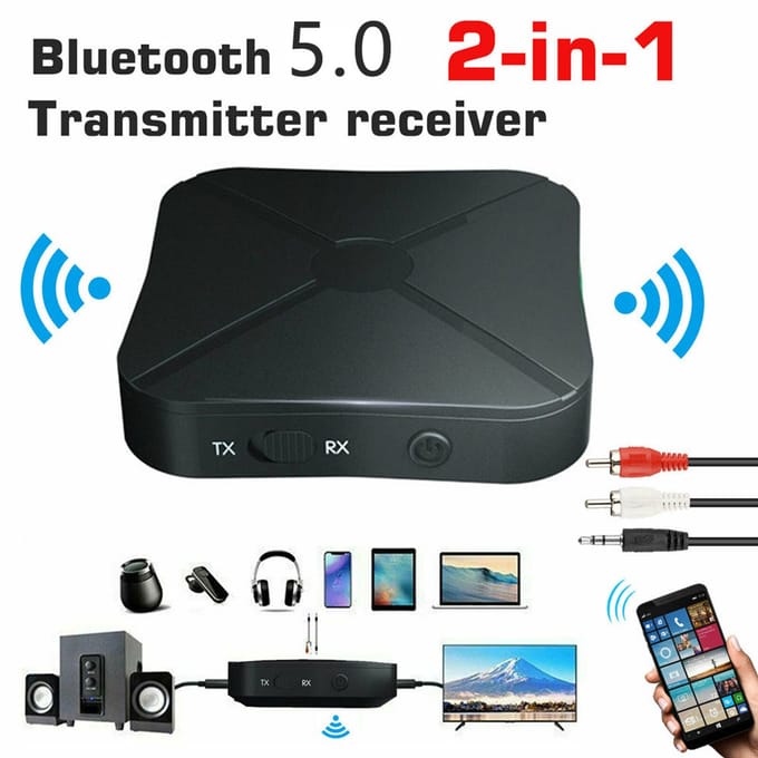 Bluetooth 5.0-zender en -ontvanger-combo Bluetooth-adapter Geschikt voor tv's, autoluidsprekers en computeraudio.
