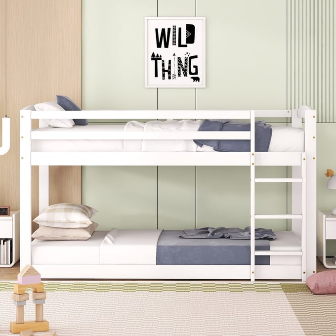 Stapelbed 90x200 - Kinderbed Massief Grenenhout - Eenvoudige Montage - Grenen - Wit