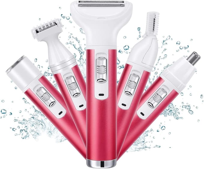 Elektrisch Ladyshave - Dames Scheerapparaat - Pijnloos Ontharen - 5-in-1 Multifunctioneel - USB Oplaadbaar - Wit