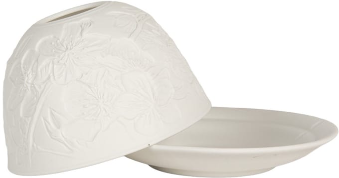 Clayre & Eef Waxinelichthouder Ø 12x8 cm Wit Porselein