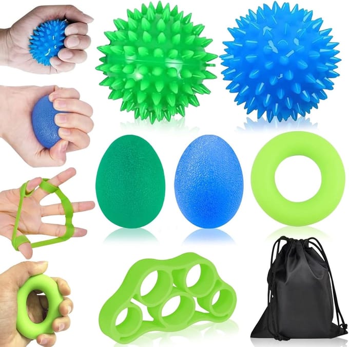Vingertrainer set van 6 stuks voor gripkracht, stressverlichting en artrose training