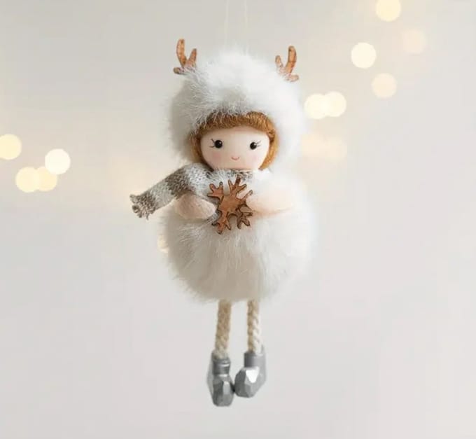 Kersthanger | Kerstbal - Kerstengeltje - Kerstversiering - kerstboomversiering voor binnen - Kerstboom engel - 1 stuks - Wit