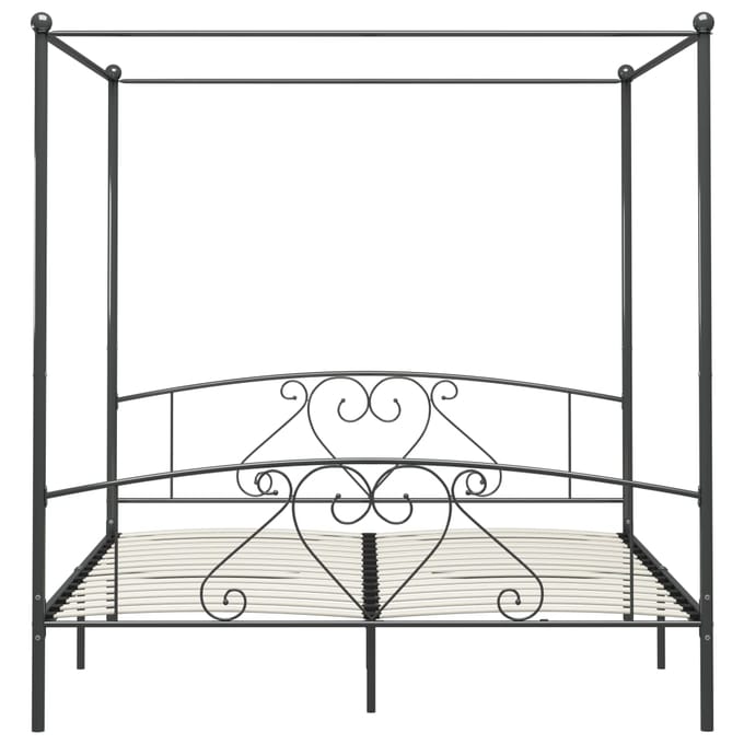 vidaXL - Hemelbedframe - metaal - grijs - 200x200 - cm