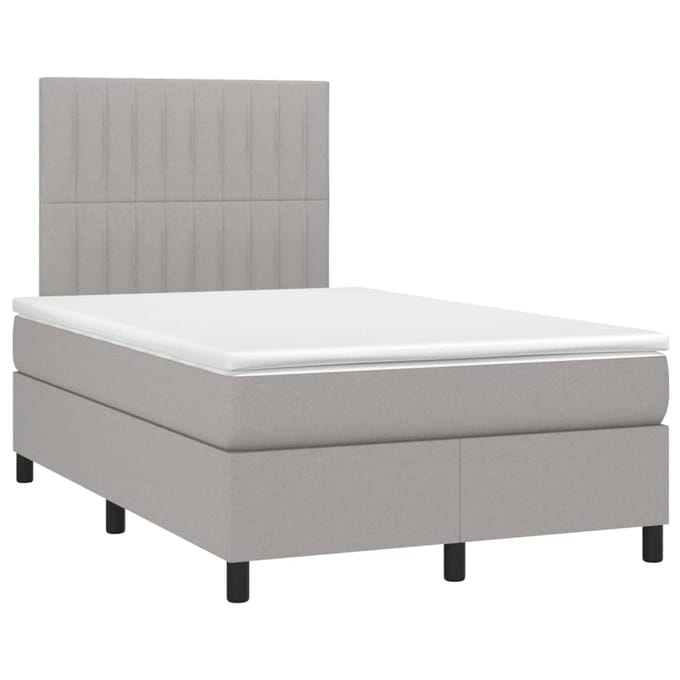 vidaXL - Boxspring - met - matras - en - LED - stof - lichtgrijs - 120x200 - cm