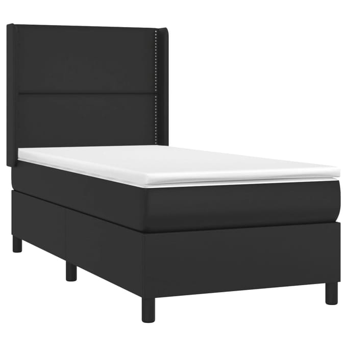 vidaXL - Boxspring - met - matras - kunstleer - zwart - 90x190 - cm