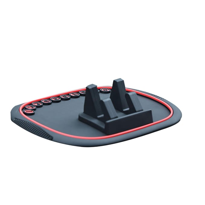 Middenconsole Telefoonhouder Multifunctioneel 2 in 1 Auto Antislip Siliconen Telefoonhouder Pad Mat Zwart zwart