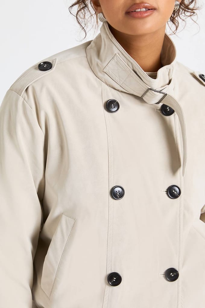 boohoo Dames Puffer Trench Coat | Stone | Maat: 14