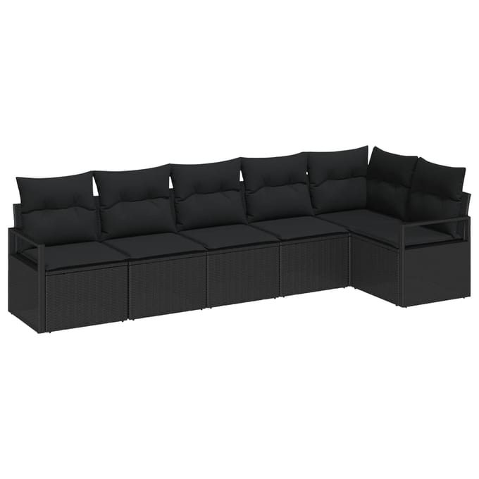 vidaXL - Tuinbank - Set - 6 - st - Zwart - poly - rattan