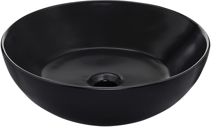 Schulte Wastafel Beco - 38 X 13cm - Rond Model - Met Overloop - Matzwart Keramiek