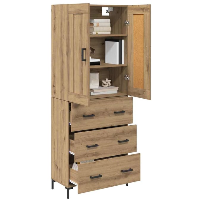 vidaXL - Highboard - 2 - st - Artisan - Eiken - 69,5 - x - 34 - x - 180 - cm - Bewerkt - hout