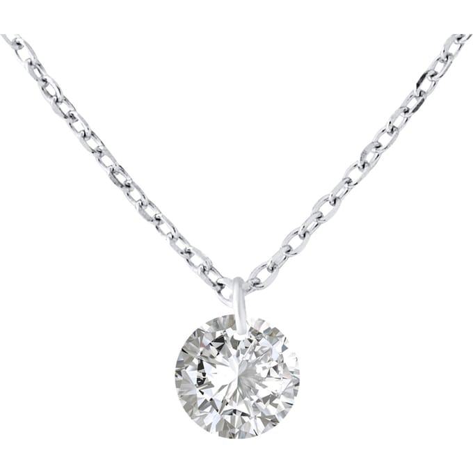 Solitaire ketting 6 mm zilver zirkoniumoxide 925