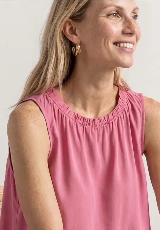Blouse met gerimpelde ronde hals