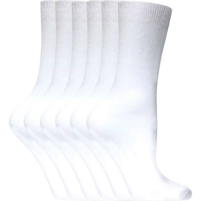 Set van 6 effen, casual katoenen damessokken - PL30 Wit