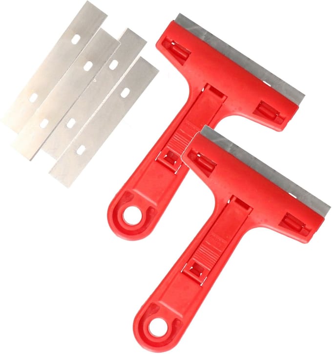 CM Glasschraper - verfkrabber - universeel - rood - kunststof - 2x reservemessen