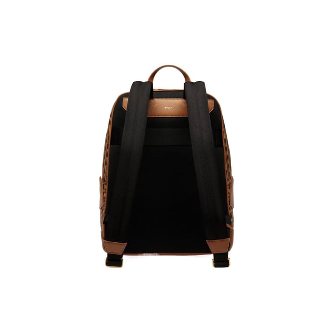 Bally Logo Driehoek Vlag Print Grote Capaciteit Rits Rugzak Heren Rugzak Bruin 6304856 Basic Set (Bag+Dust Bag)