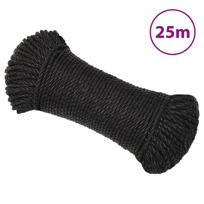 vidaXL - Werktouw - 6 - mm - 25 - m - polypropeen - zwart