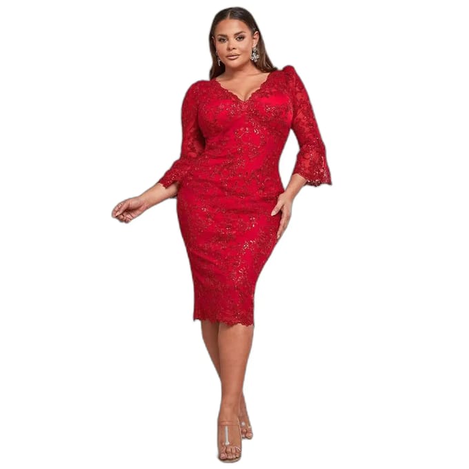 Strakke damesjurk Goddiva Scallop Lace