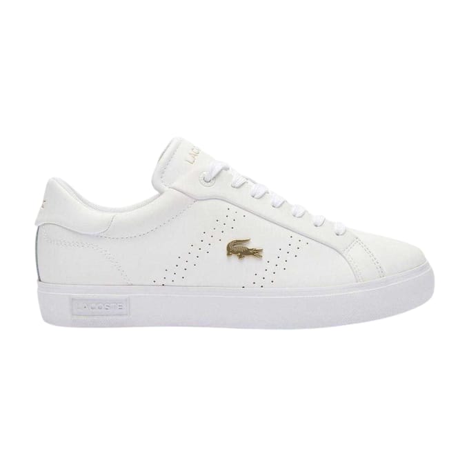 Lacoste Dames/Dames Powercourt 2.0 Leren Trainers (Wit/Goud)
