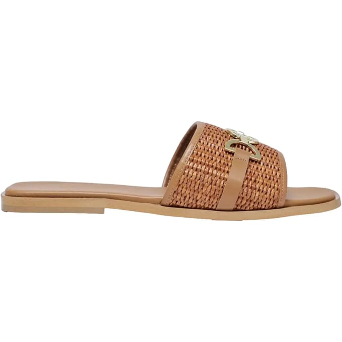 Platte leren sandalen met raffia dames Salsa Jeans