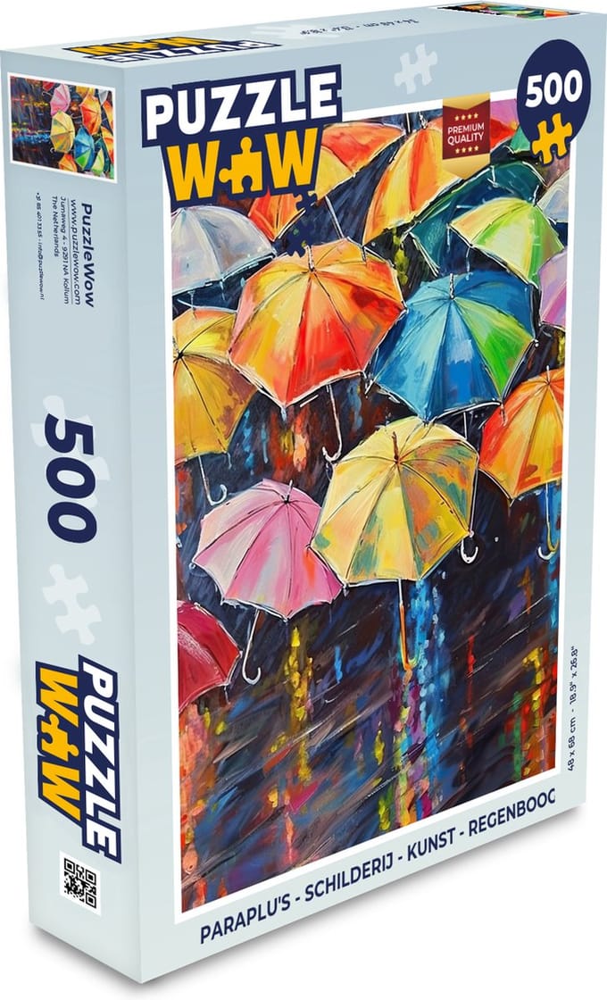 Puzzel Paraplu's - Schilderij - Kunst - Regenboog - Legpuzzel - Puzzel 500 stukjes
