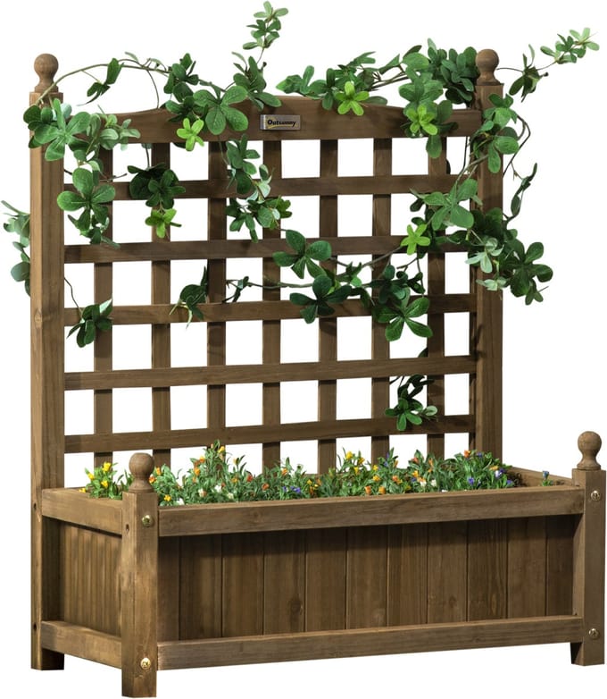 Outsunny Multifunctioneel tuinbed - Vurenhout - 64x28x75cm - Bruin