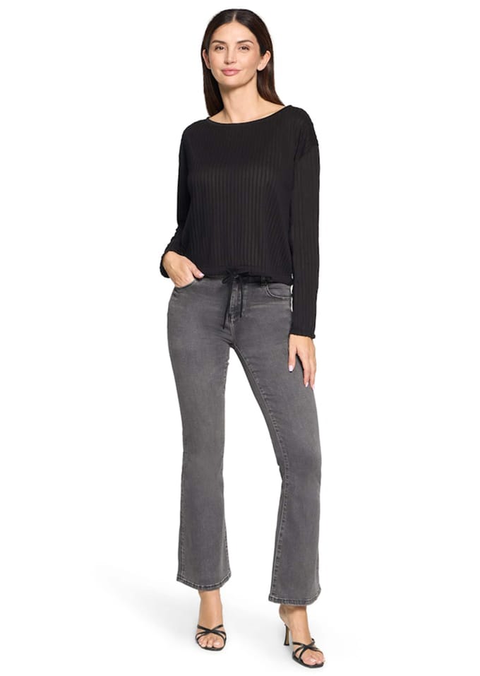 Gestructureerd shirt met verticale strepen - zwart - Gr. 42 van Goldner Fashion