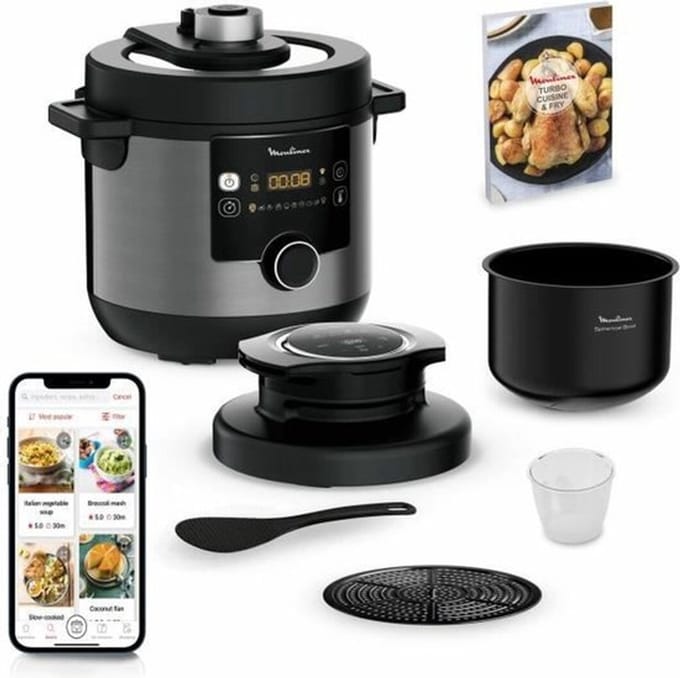Moulinex YY4903FB Turbo Kitchen & Fry Multipper, Multifunction Turbo-Crisp Cover, 15 programma's, drukkooking, intuïtief